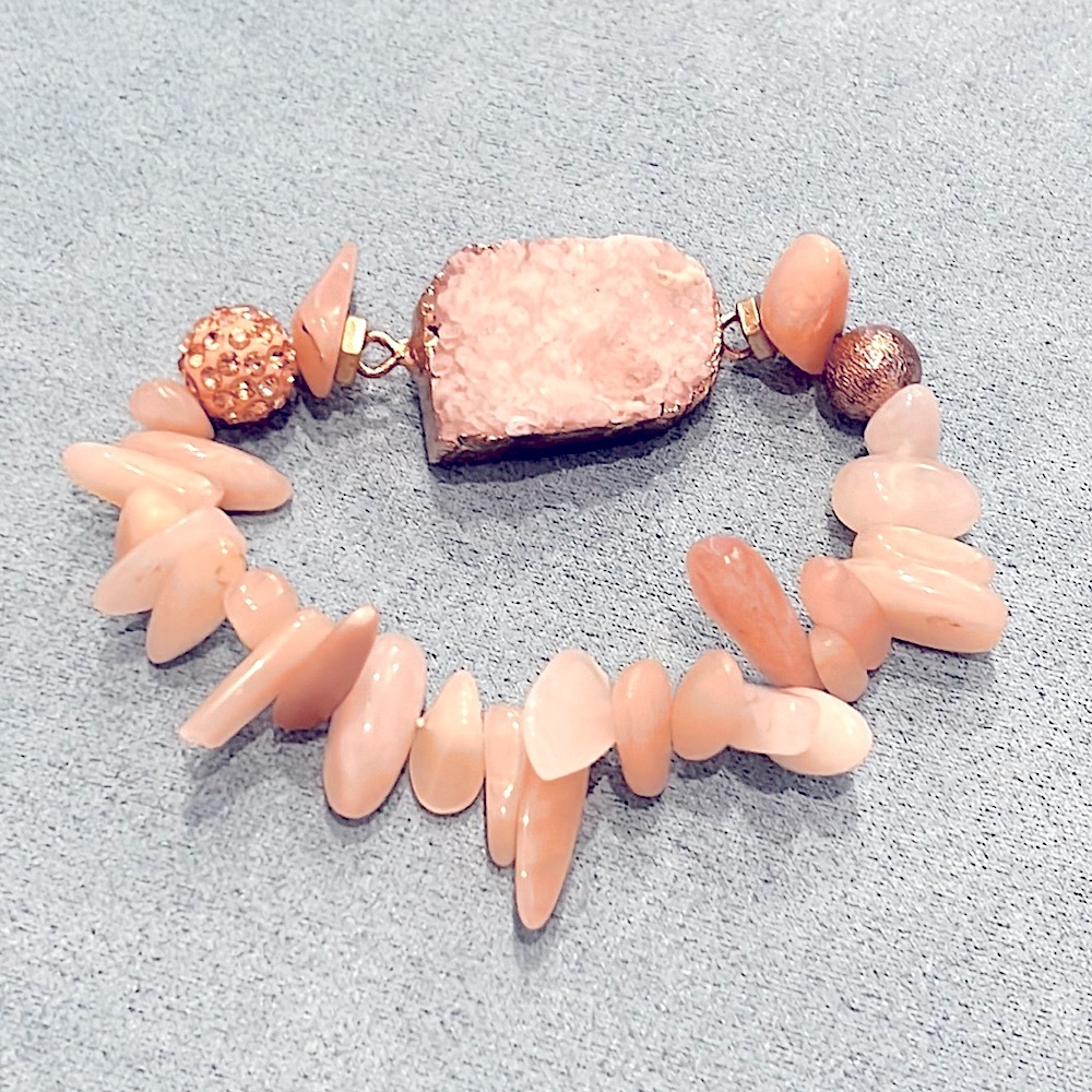 Chico’s Pink Agate Stretch Bracelet